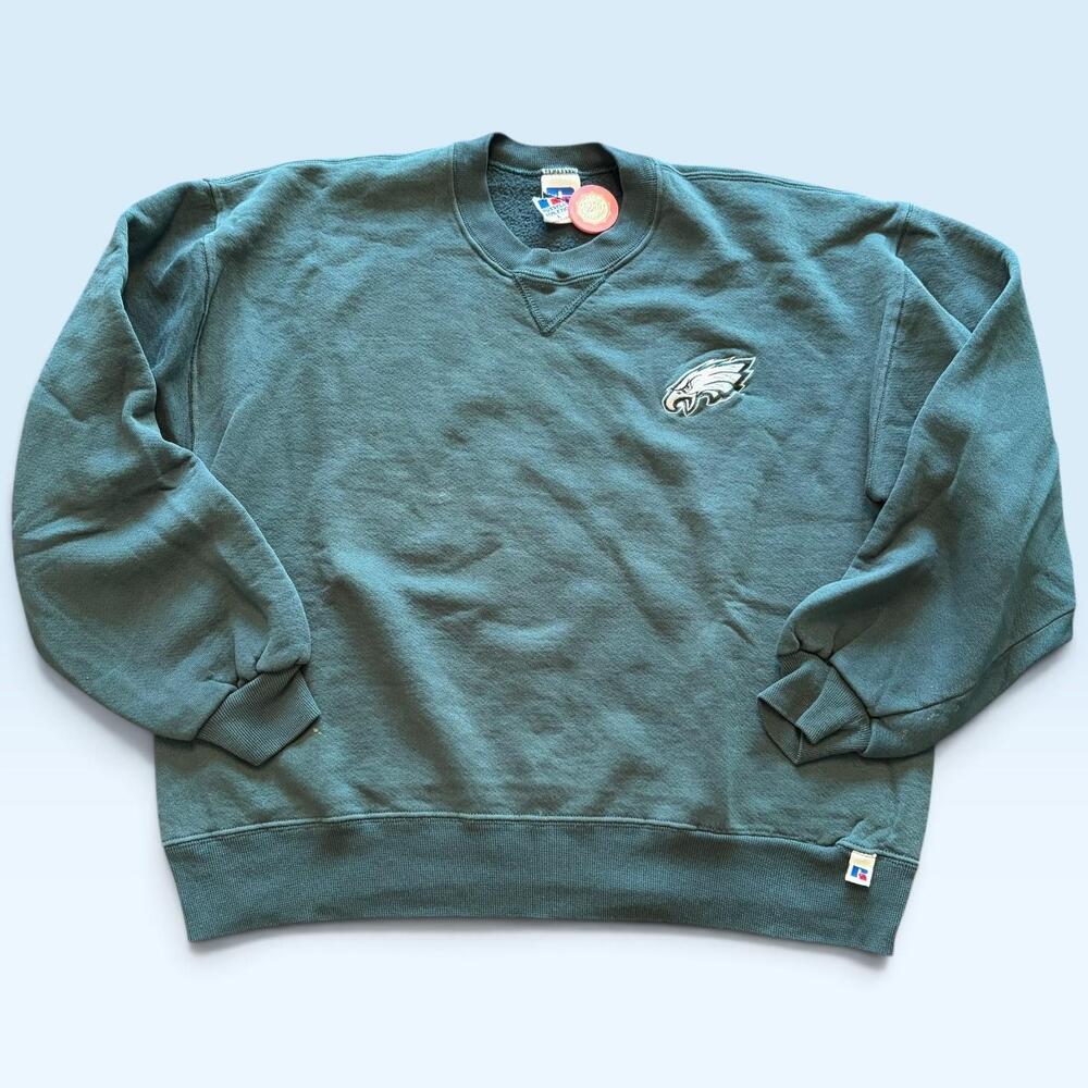 Vintage Philadelphia Eagles Sweatshirt Mens Large Green NFL Football Russell